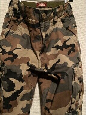 Men’s Match Union Workwear  Supply Green/Brown Camo Cargo Pants Size 30x28